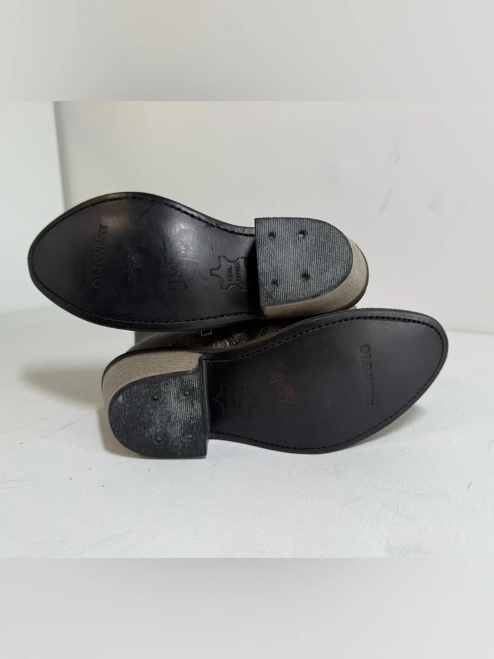 Kids Distressed Black Cowboy Boots with Zipper
